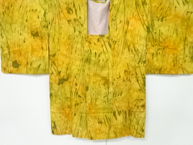 JAPANESE KIMONO / VINTAGE MICHIYUKI COAT / SILK / BRUSH-MARKED